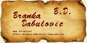 Branka Dabulović vizit kartica